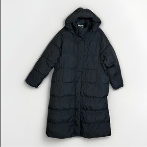 A New Day Hooded Duvet Puffer Jacket Midi Black Women’s Size 1X Cozy Side Zip